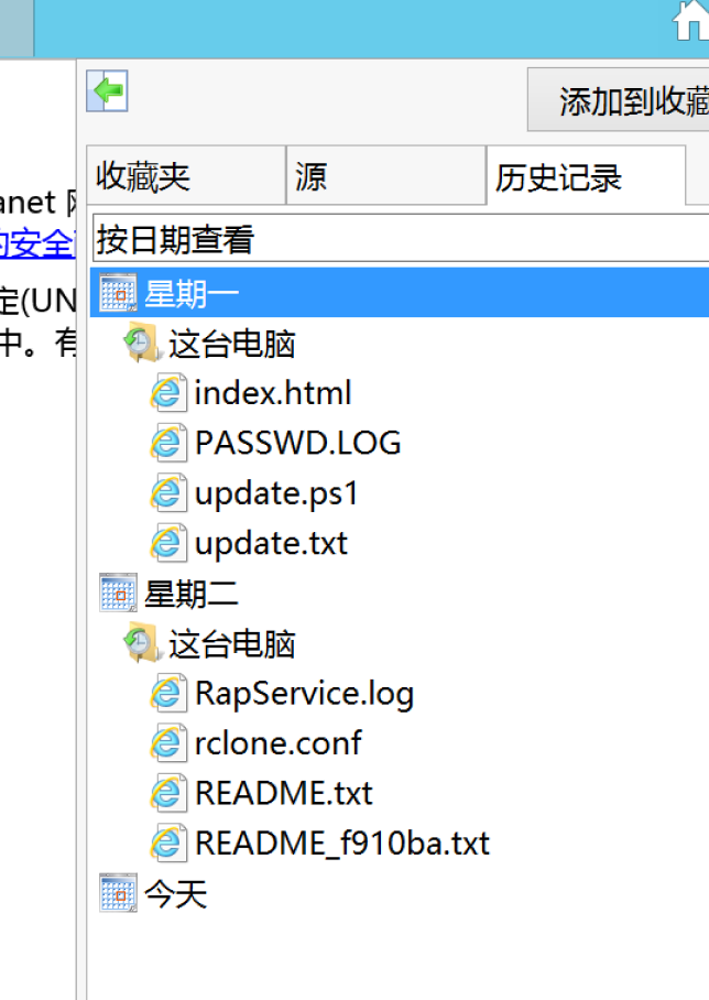 IE 历史记录中出现的可疑文件访问